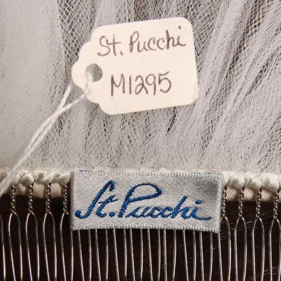 ST PUCCHI M1295 Diamond White Silver Chapel  Long Bridal Wedding Veil main image 8